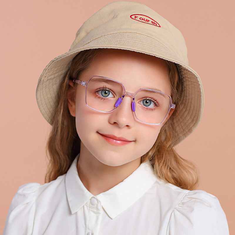 Kids Blue Light Glasses - Geometric Oversized Polygon Frame for Ages 6-12 | IRISHARP — product view