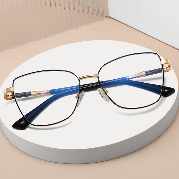 Oversized Vintage Square Metal Alloy Eyeglasses Frame - Full Rim Unisex Classic Geometric Lightweight 24.8g