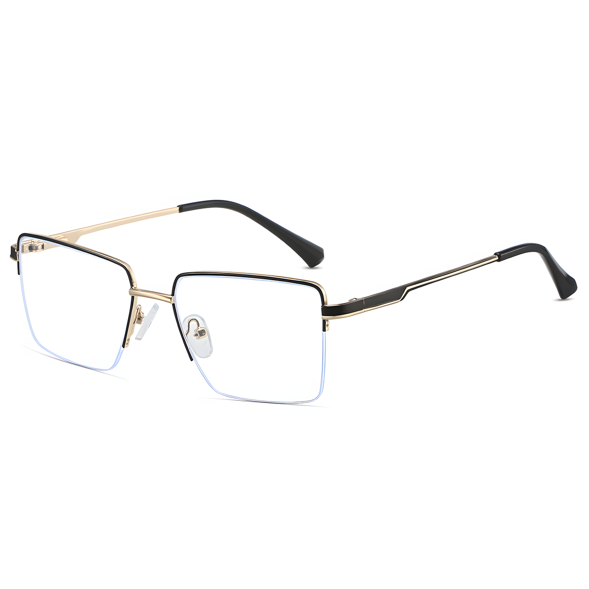 Business Semi-Rimless Metal Frame Glasses Anti Blue Light Rectangular Eyewear Main image