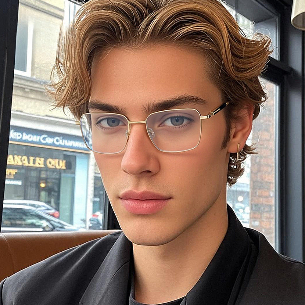 Men's Metal Business Glasses |   Classic Rectangle Frame with Blue Light Filter