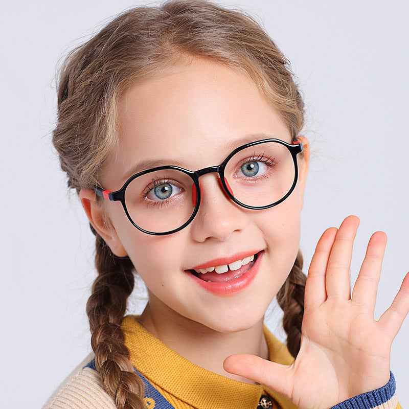 TR90 Student Protective Large Frame Glasses |   PC Lens Round Frame for Kids 6-14 |   IRISHARP