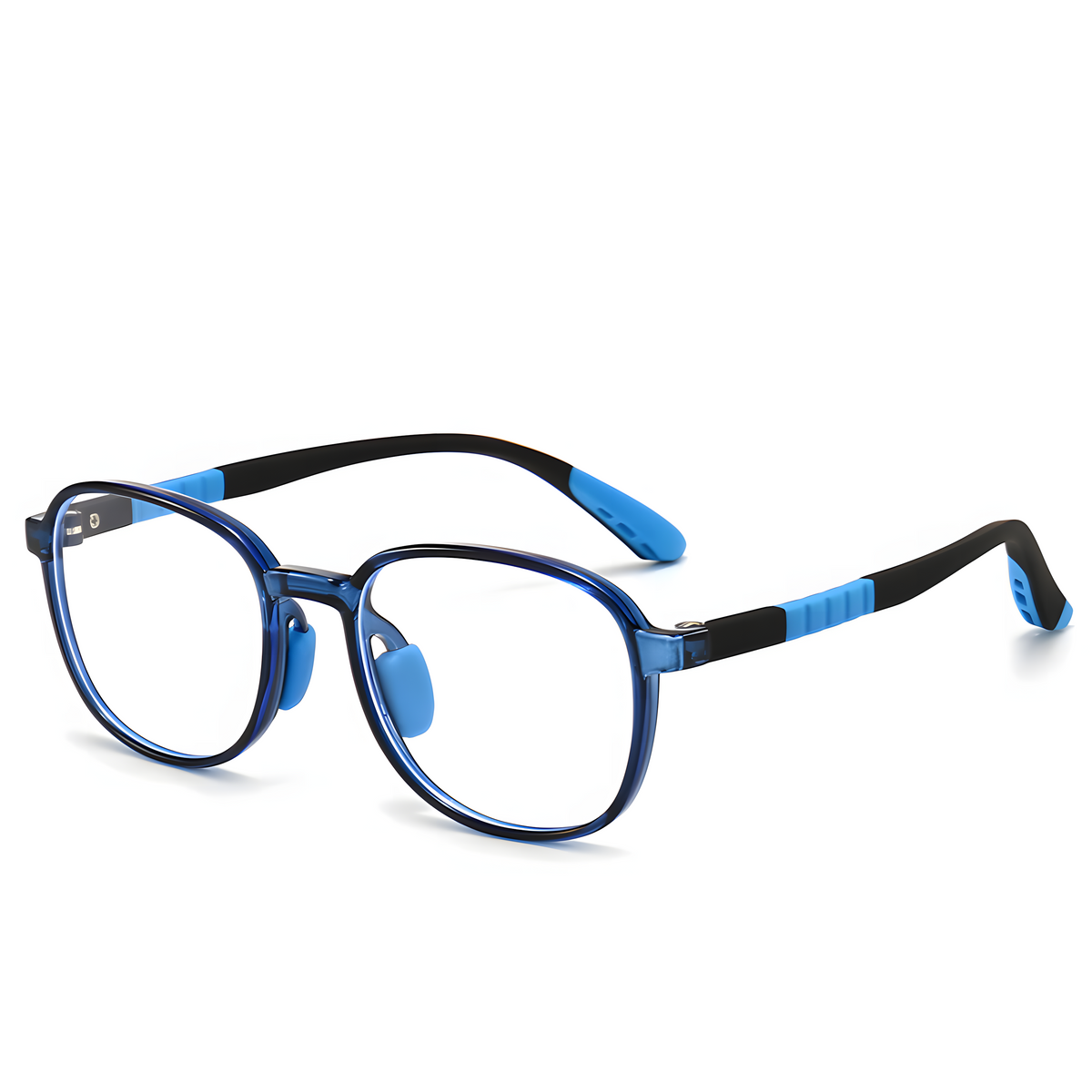 Kids Oval Soft Frame TR90 Glasses |   Flexible Lightweight Prescription Eyewear for Kids Ages 6-14 |   48mm Lens Black Red |   IRISHARP Main image