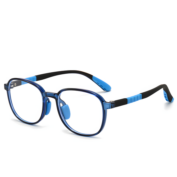 Kids Oval Soft Frame TR90 Glasses |   Flexible Lightweight Prescription Eyewear for Kids Ages 6-14 |   48mm Lens Black Red |   IRISHARP