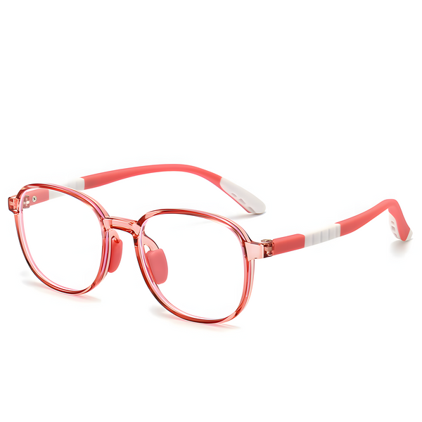 Kids Oval Soft Frame TR90 Glasses |   Flexible Lightweight Prescription Eyewear for Kids Ages 6-14 |   48mm Lens Black Red |   IRISHARP