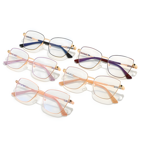Oversized Vintage Square Metal Alloy Eyeglasses Frame - Full Rim Unisex Classic Geometric Lightweight 24.8g