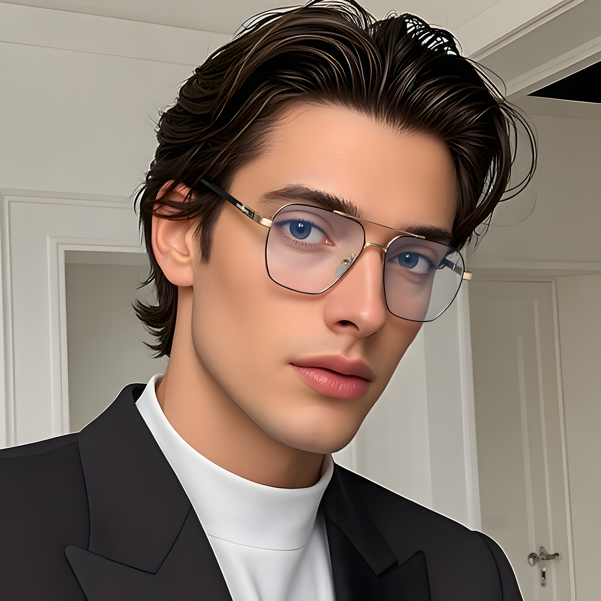 Men's Metal Double-Bridge Glasses Frames