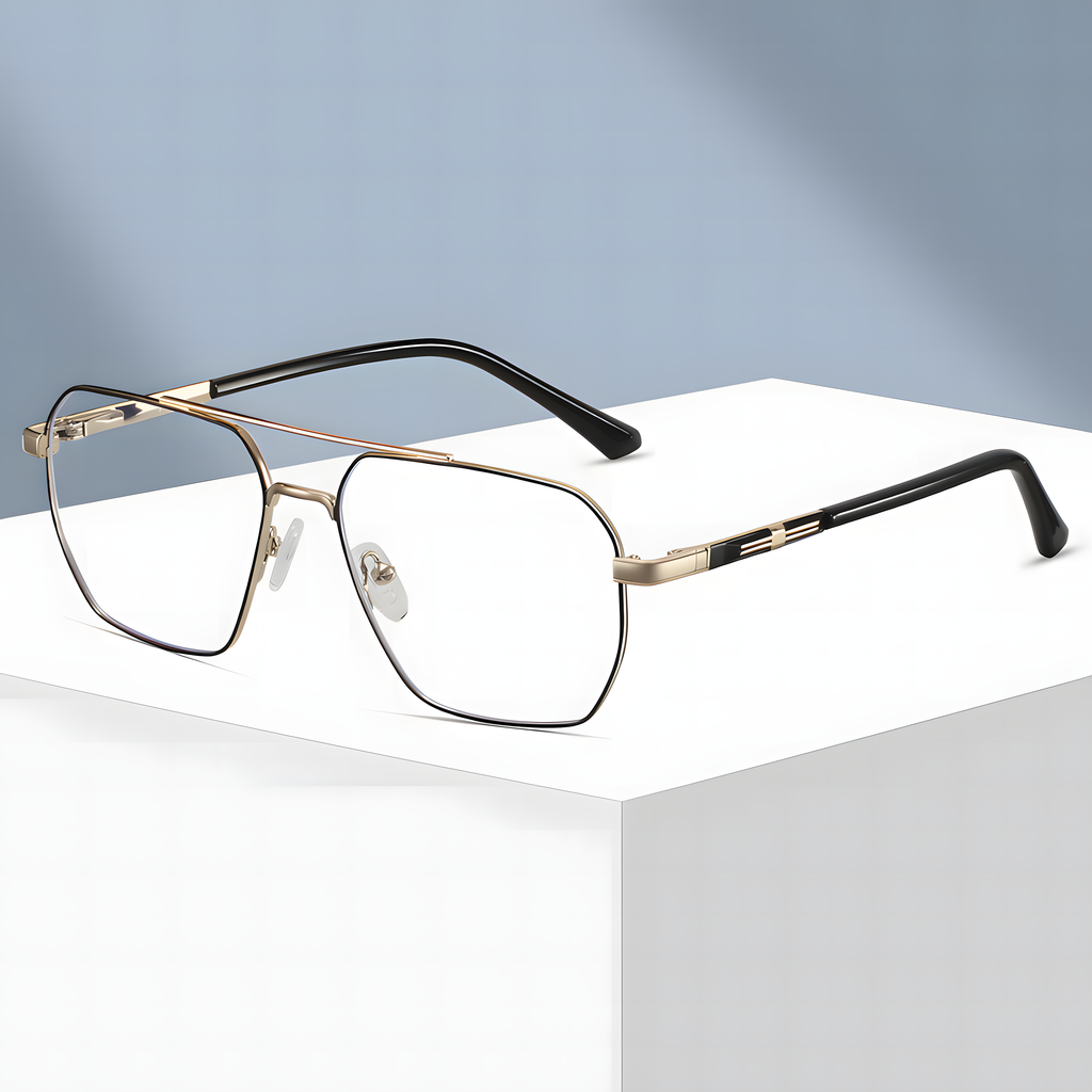 Men's Metal Double-Bridge Glasses Frames