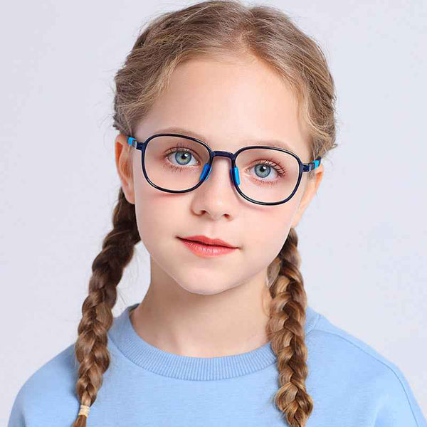 Kids Oval Soft Frame TR90 Glasses |   Flexible Lightweight Prescription Eyewear for Kids Ages 6-14 |   48mm Lens Black Red |   IRISHARP